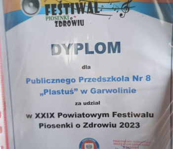 Zdjęcie dyplomu za udział w festiwalu